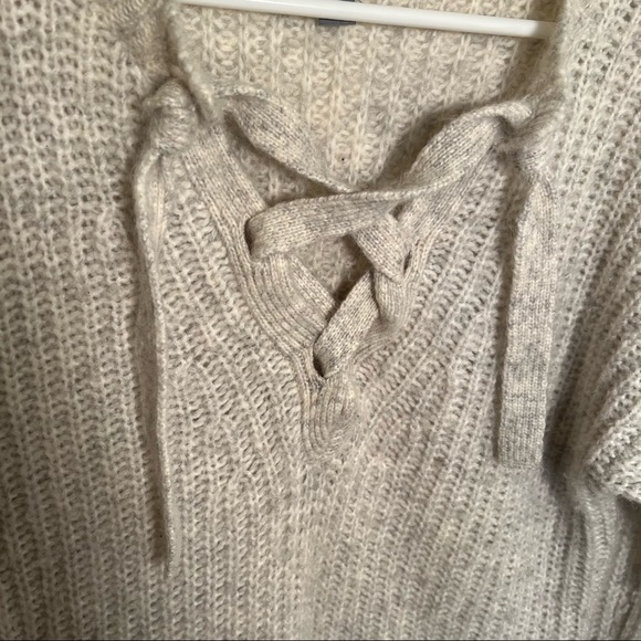 Aerie Oversized Lace-Up Pullover Sweater Tunic - Picture 8 of 13